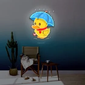 Cute Duck On A Rainy Day UV Printed Neon Sign