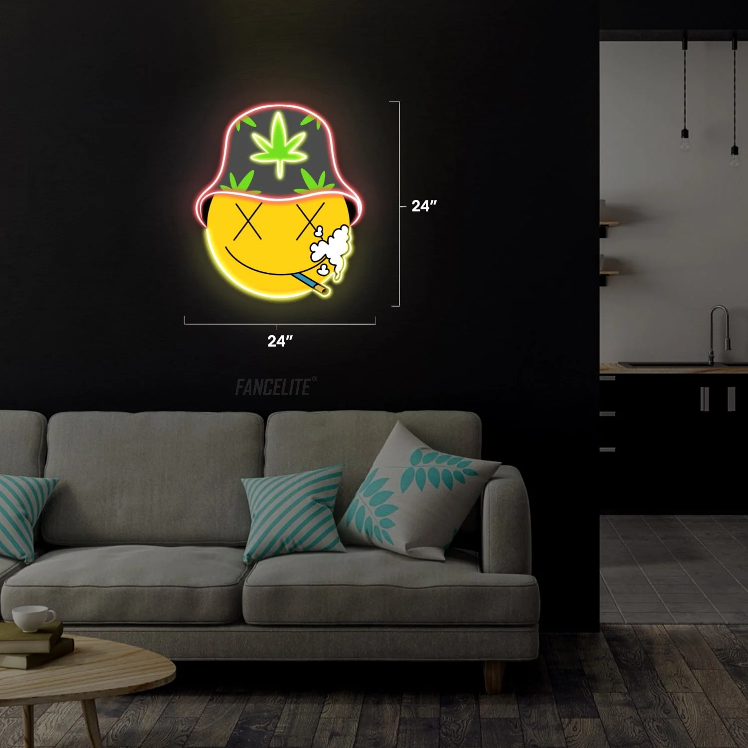 Smiley Face Puffer UV Printed Neon Sign - Image 5