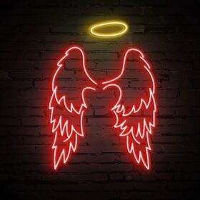 Ring Wings Neon Sign | Custom Neon Sign | Neon for Living Room, Banquet (48 By 48 Inches)