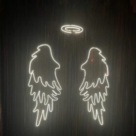 White Wings Neon Sign | Custom Neon Sign | Neon for Restaurants, Banquet (48 By 48 Inches)