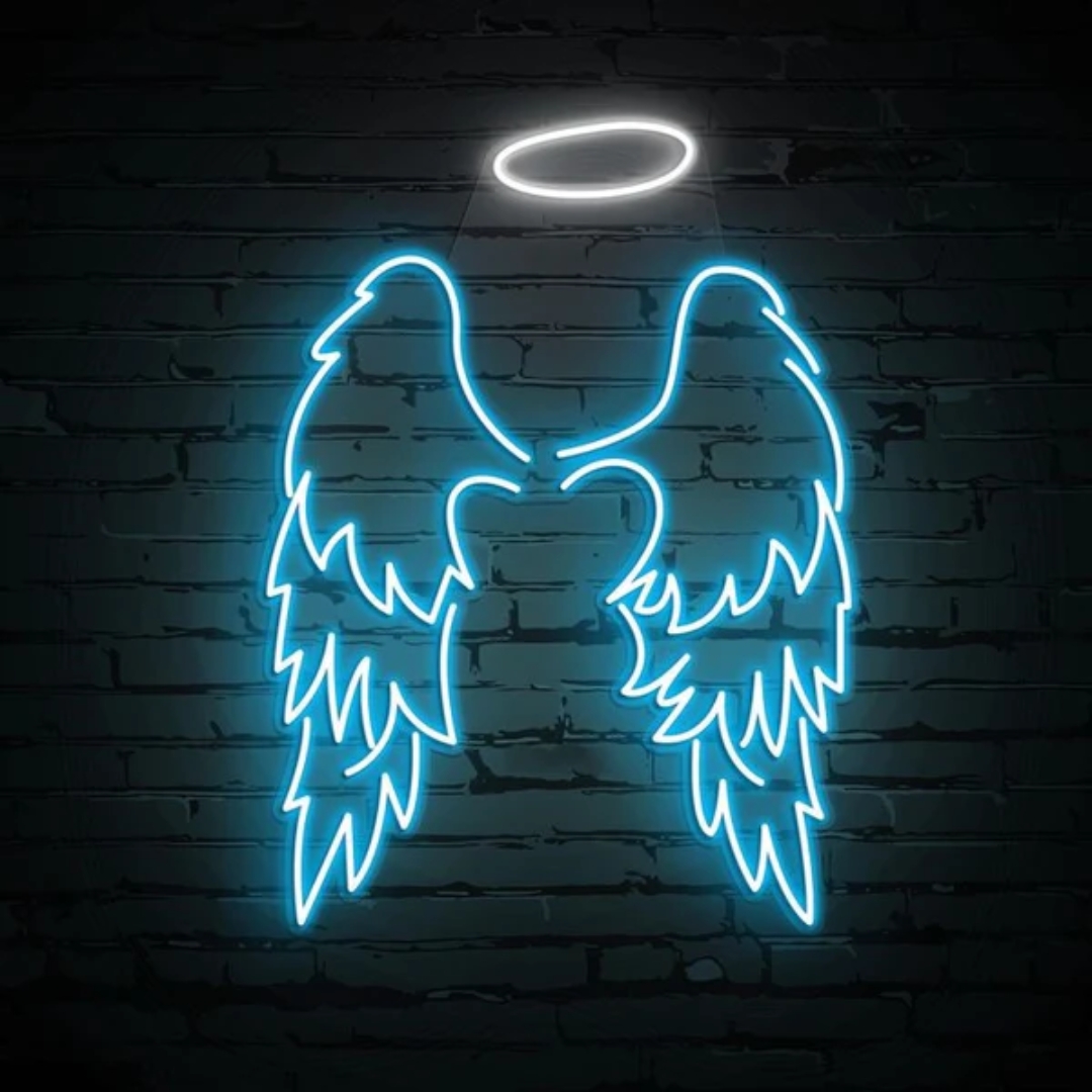 Ice Blue Wings Neon Sign | Custom Neon Sign | Neon for Restaurants Decor, Banquet (48 By 48 Inches)
