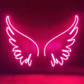 Wings Pink Neon Sign | Custom Neon Sign | Neon for Living Room (20 By 20 Inches)