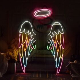 FloRo Wings Neon Sign | Custom Neon Sign | Neon for Living Room (50 By 50 Inches)