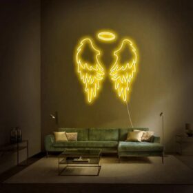 Yellow Wings Neon Sign | Custom Neon Sign | Neon for Living Room (48 By 48 Inches)