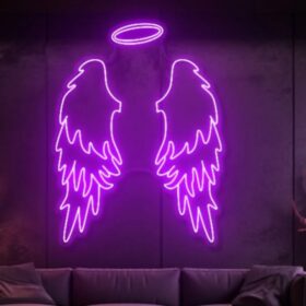 Purple Wings Neon Sign | Custom Neon Sign | Neon for Living Room (48 By 48 Inches)