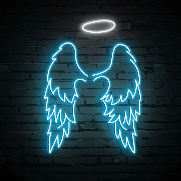 Ice Blue Wings Neon Sign | Neon for Restaurants Decor (48 x 48 Inch)