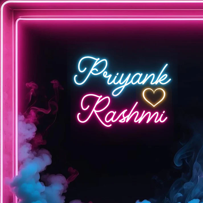 Couples Name Neon Light | Custom Neon Board (20 x 18 Inch)