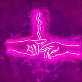 Smoking Couple Hand Neon Sign | Custom Neon Sign (24 x 15 Inch)