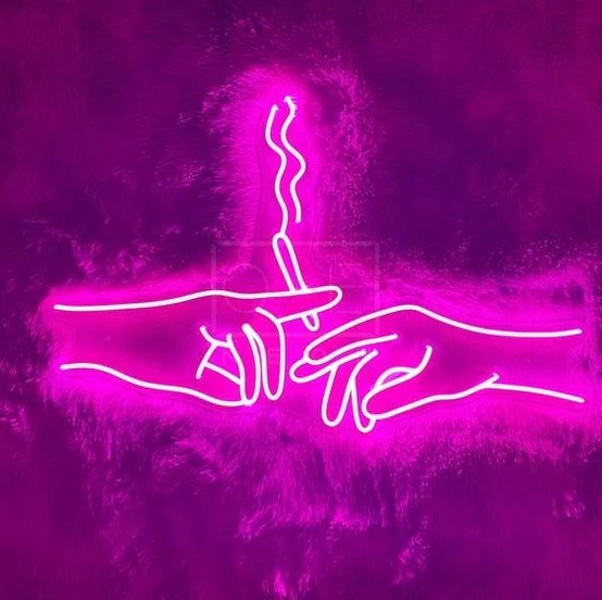 Smoking Couple Hand Neon Sign | Custom Neon Sign (24 x 15 Inch)