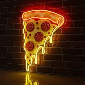 UV Slice of Pizza Neon Sign | Custom Neon Sign (20 x 12 Inch)