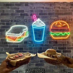 Sandwich Shake Burger Neon Sign | Custom Neon Sign | Neon for Restaurants (36 By 20 Inches)