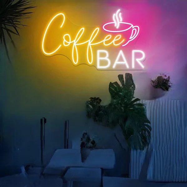 Coffee Bar Neon Sign | Custom Neon Sign | Neon for Bar, Restaurants, Shop (24 By 15 Inches)