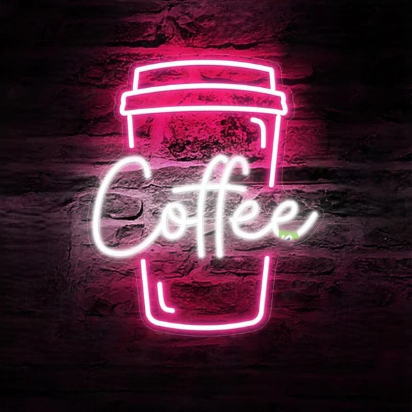 Coffee Glass Neon Sign | Custom Neon Sign | Neon for Restaurants, Shop (15 By 20 Inches)