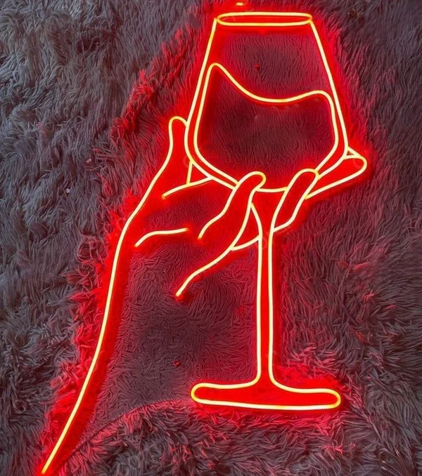 Hand Beer Glass Neon Sign | Custom Neon Sign | Neon for Restaurants, Bar (18 By 18 Inches)
