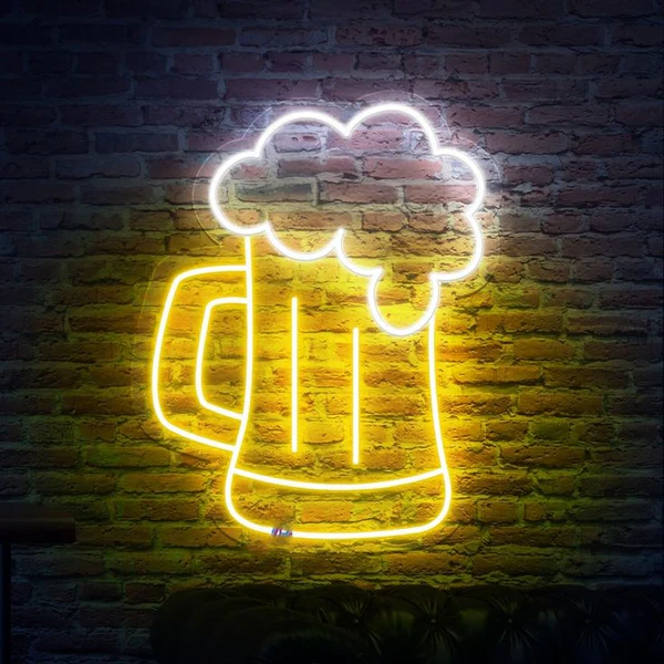 Beer Mug Neon Sign | Custom Neon Sign | Neon for Restaurant, Bar (15 By 15 Inches)
