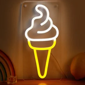 Ice Cream Neon Sign | Custom Neon Sign | Neon for Restaurant, Cafe (10 By 15 Inches)