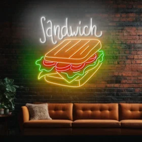 Sandwich Neon Sign | Custom Neon Sign | Neon for Restaurant (24 By 24 Inches)