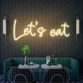 Lets Eat Neon Sign | Custom Neon Sign | Neon for Restaurant (20 By 10 Inches)