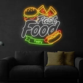 Fast Food Neon Sign | Custom Neon Sign | Neon for Restaurant (30 by 24 inches)