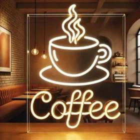 Cup Of Coffee Neon Sign | Custom Neon Sign | Neon for Restaurant (20 By 15 Inches)