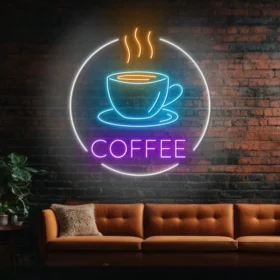 Coffee Cup Neon Sign | Custom Neon Sign | Neon for Restaurant, Shops (20 By 20 Inches)