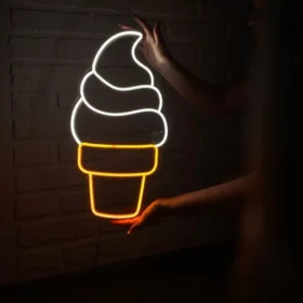 Ice Cream Cone Neon Sign | Custom Neon Sign | Neon for Restaurant, Cafe (12 By 15 Inches)