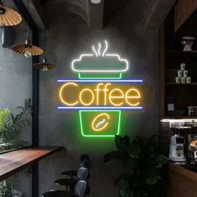 Coffee Glass Neon Sign | Custom Neon Sign | Neon for Restaurant, Cafe (12 By 20 Inches)