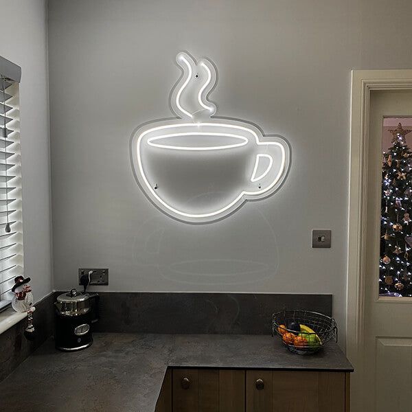 Tea Cup Neon Sign | Custom Neon Sign | Neon for Tea Stall, Cafe, Restaurants (15 By 15 Inches)