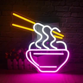 Noodles Stick Neon Sign | Custom Neon Sign | Neon for Cafe, Restaurants (15 By 15 Inches)