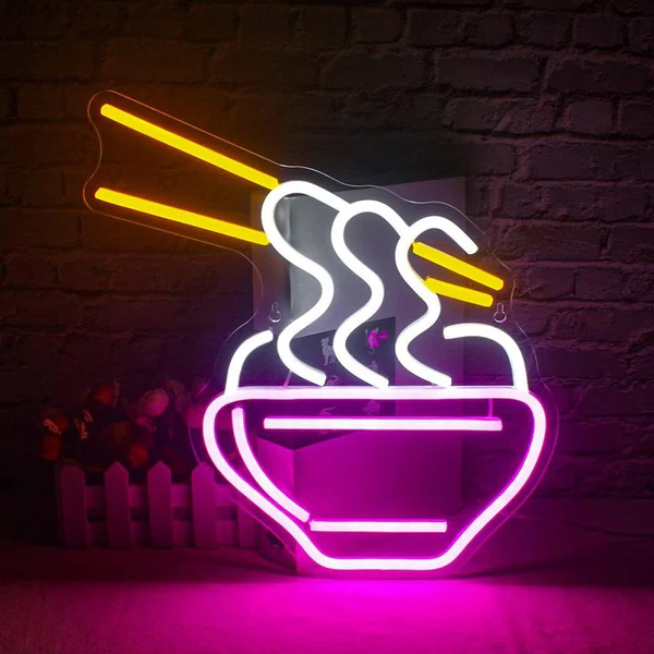 Noodles Stick Neon Sign | Custom Neon Sign | Neon for Cafe, Restaurants (15 By 15 Inches)