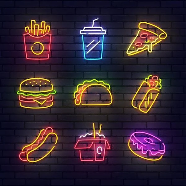 Fast Foods Neon Sign | Custom Neon Sign | Neon for Restaurants Sign (40 By 40 Inches)