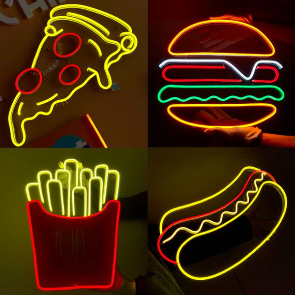 Resto Fast Food Neon Sign | Custom Neon Sign | Neon for Restaurants and Shops (30 By 30 Inches)