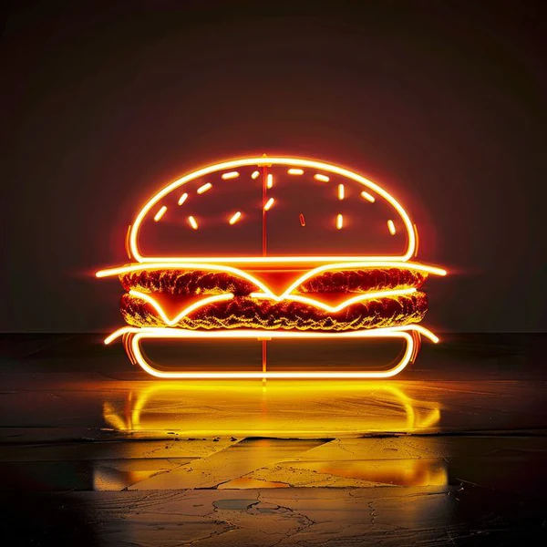Big Burger Neon Sign | Custom Neon Sign | Neon for Restaurants and Shops (20 By 20 Inches)
