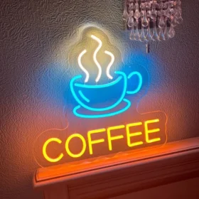 Coffee Cup Neon Sign | Custom Neon Sign | Neon for Restaurants (20 By 15 Inches)