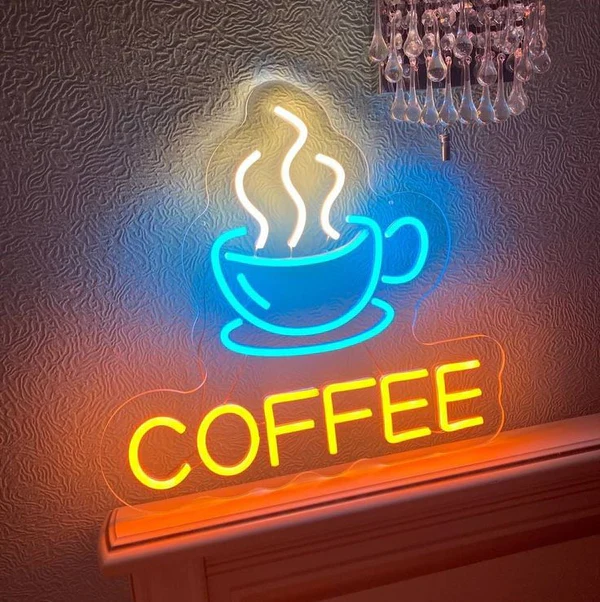 Coffee Cup Neon Sign | Custom Neon Sign | Neon for Restaurants (20 By 15 Inches)